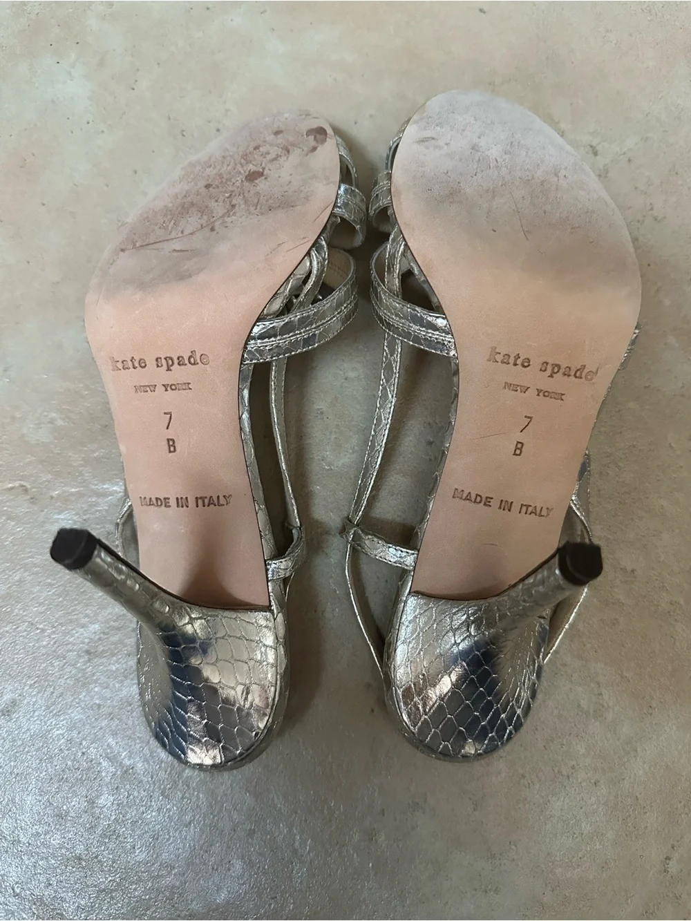Kate Spade Gold Metallic Crystal Pineapple Slingback Heels, Size 7